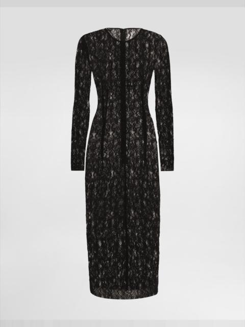 Calf-length floral lace dress