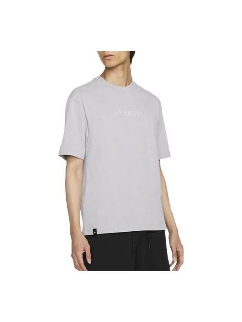 Men's Air Jordan Casual Solid Color Printing Round Neck Pullover Short Sleeve Light Iron Grey T-Shir