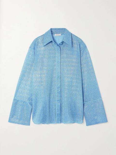 Lumière metallic stretch-knit shirt Light blue