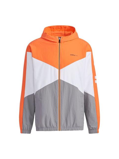 adidas neo M Cs Cb Wb Logo Embroidered Splicing Contrasting Colors Hooded Jacket Orange GP5701