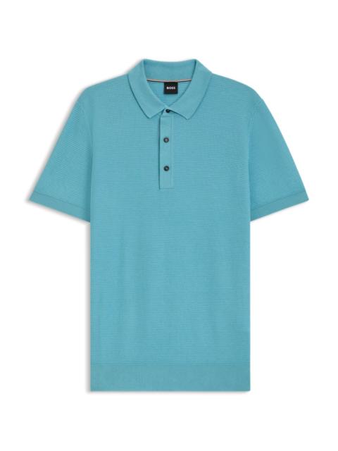 REGULAR-FIT KNIT POLO BLENDED WITH COTTON