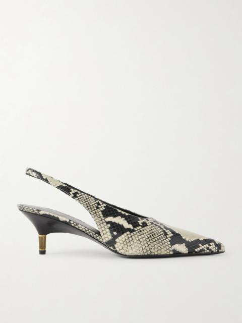 Bella Snake-effect Leather Slingback Pumps