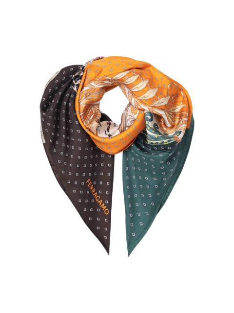 paisley-leopard print silk scarf