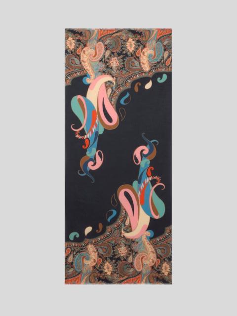 COTTON-BLEND JACQUARD SCARF WITH PAISLEY MOTIF