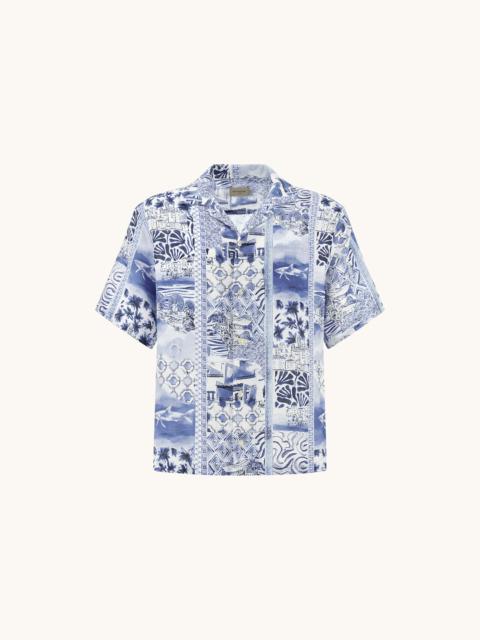 LINEN SHIRT WITH GREECE VOYAGE PRINT