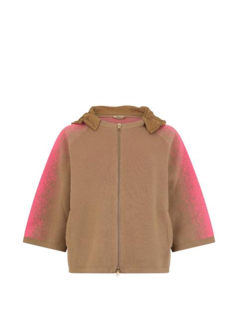 hooded zip-fastening cardigan