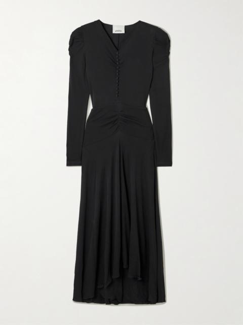 Nejma Asymmetric Gathered Stretch-jersey Midi Dress