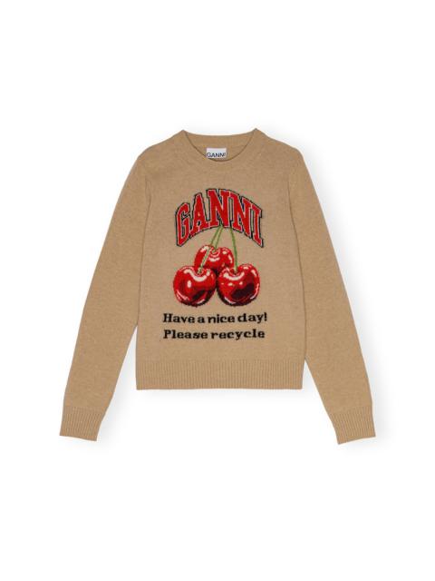 CAMEL GRAPHIC CHERRY O-NECK PULLOVER