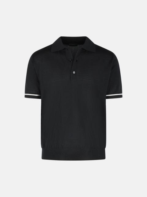 CASHMERE AND BLACK SILK POLO SHIRT