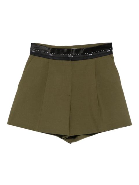 pleated-panel ribbon-trimmed shorts