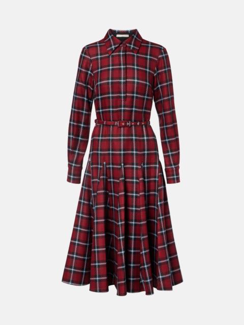 Marione belted tartan wool-blend midi dress
