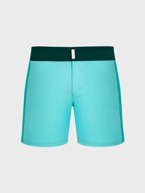 MEN STRETCH SWIM TRUNKS FLAT BELT COLOR BLOCK