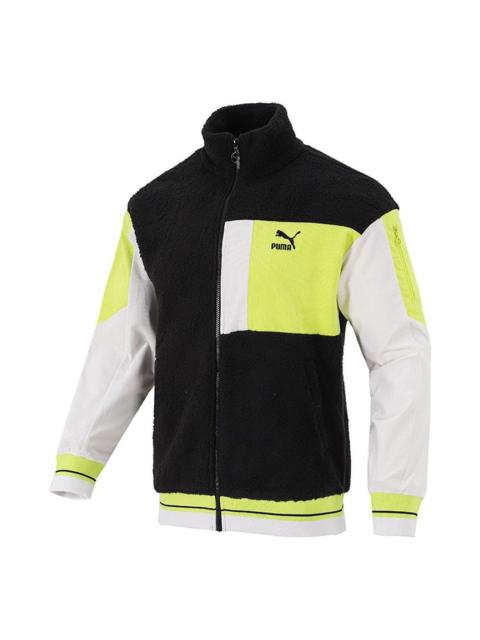 PUMA Retro Sherpa Jacket Colorblock Splicing logo Sports lamb's wool Stay Warm Black 534678-01