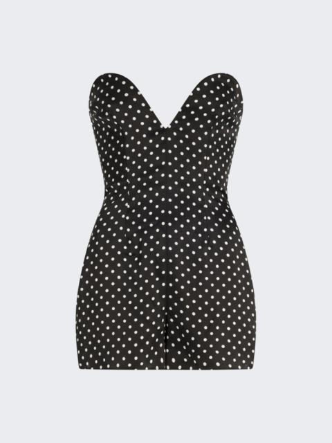 Satin Polka-dot Bustier Jumpsuit Black