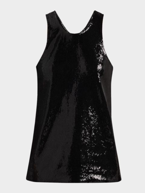 Curved Sequined Tank Top