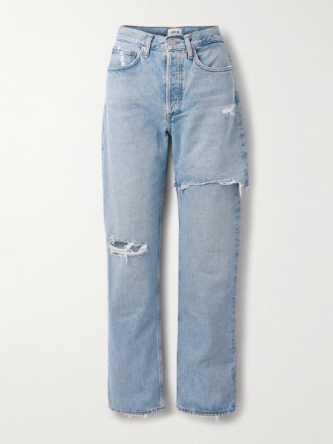 Amryn Distressed High-rise Wide-leg Jeans