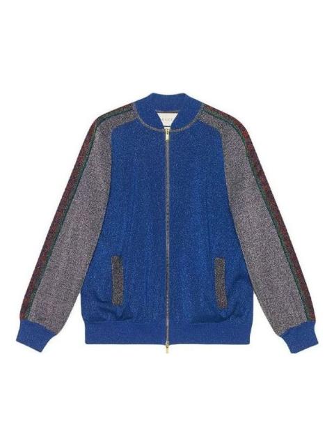 (WMNS) Gucci Wool Lamé Bomber Jacket 'Blue Red Multicolor' 579749-XKAQ9-4034