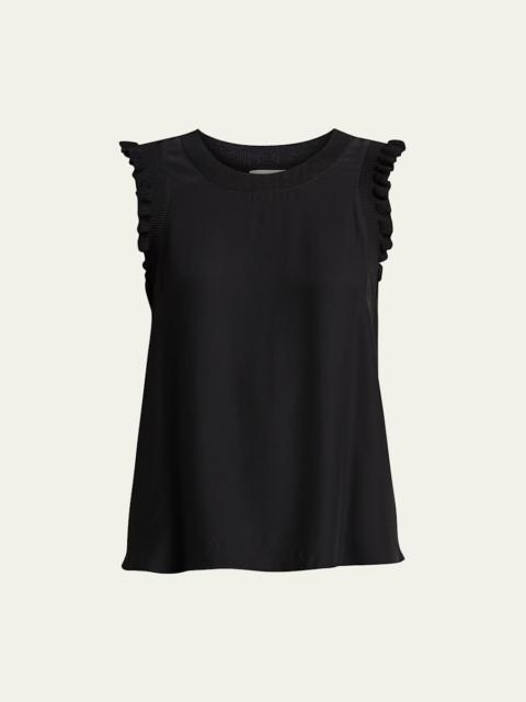 Tous Les Jours Lenore Crewneck Sleeveless Silk Top