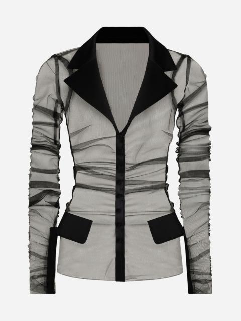 Tulle jacket with satin details