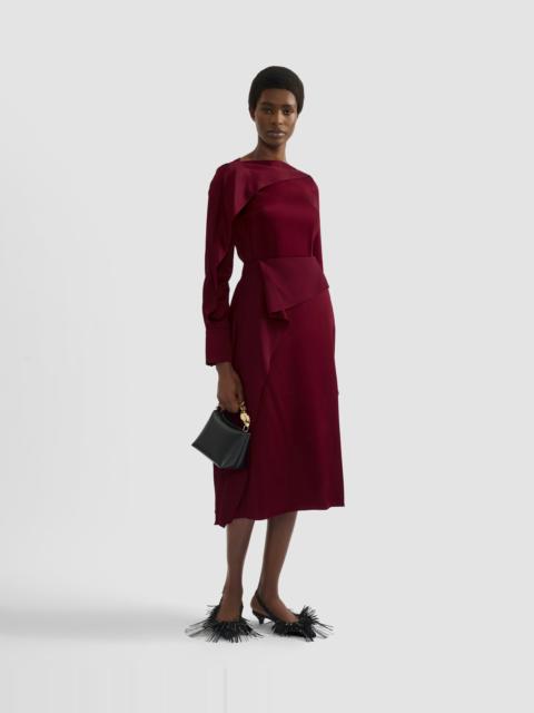 DRAPED SATIN CADY LONG SLEEVE BLOUSE