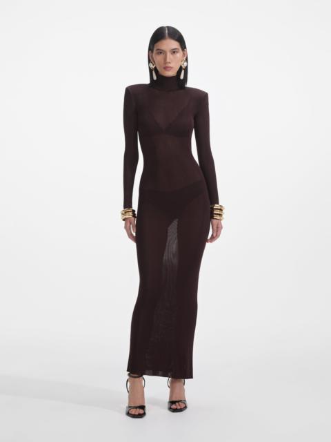 Brown Viscose Knit Maxi Dress