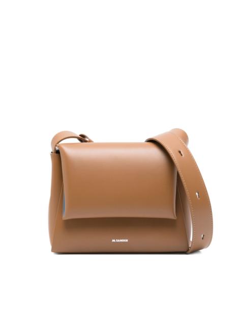 logo-print leather shoulder bag