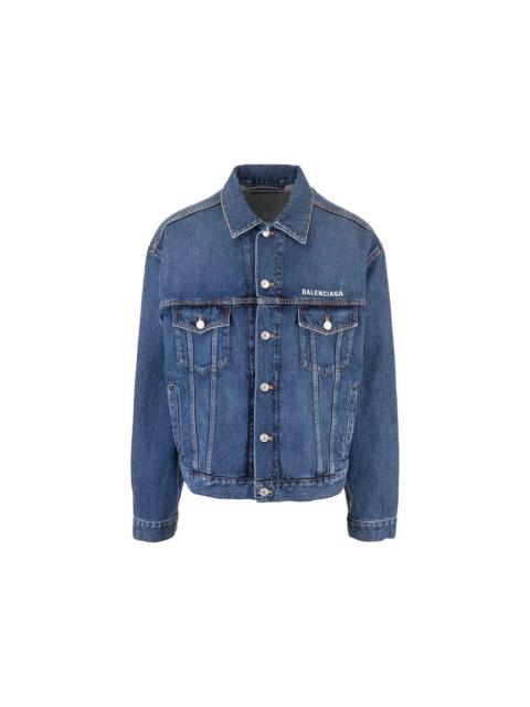 Balenciaga Logo Denim Jacket Blue
