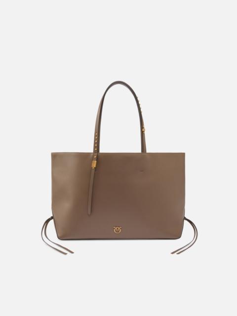 MEDIUM LEATHER SHOPPER BAG WITH METAL DETAILS
