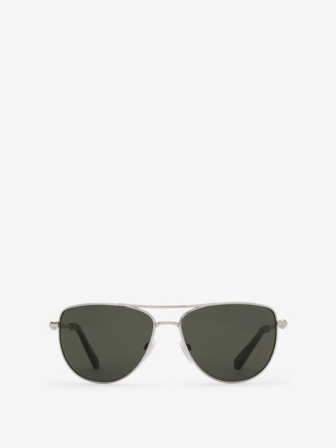 Metal Logo Square Sunglasses