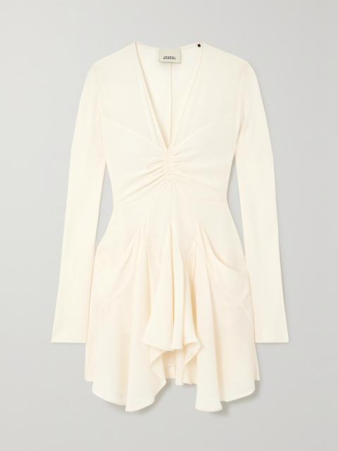 Usmara Gathered Crepe Mini Dress