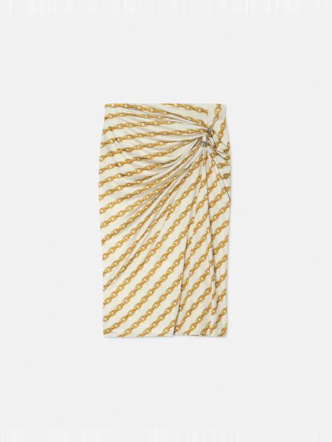Chain Stripes Gathered Midi Skirt