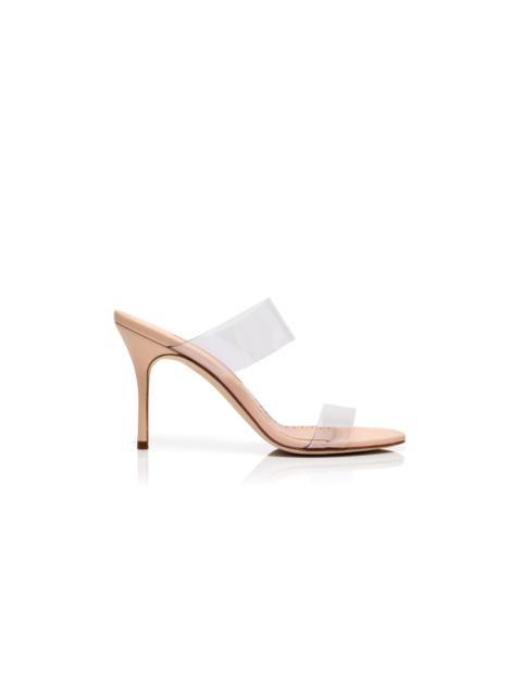 Light Beige PVC Open Toe Mules