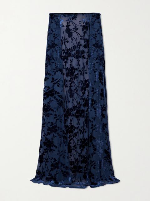 Cape-effect Devoré-velvet Gown