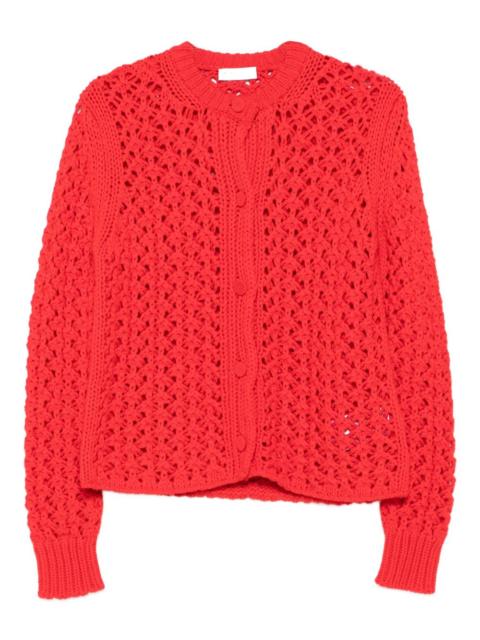 open-knit buttoned-up cardigan