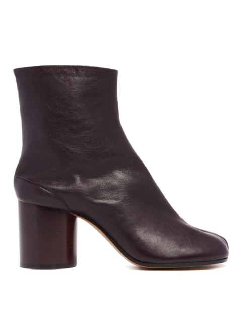 Plum Leather Tabi Ankle Boots