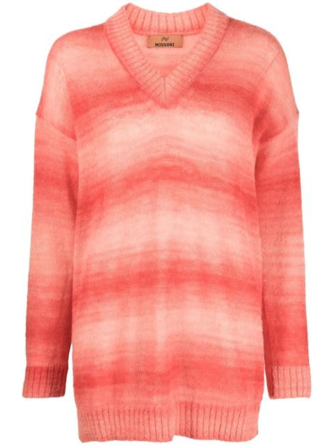 gradient striped knitted jumper