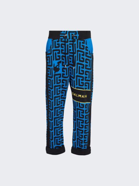 Monogram Printed Sweatpants Black And Blue