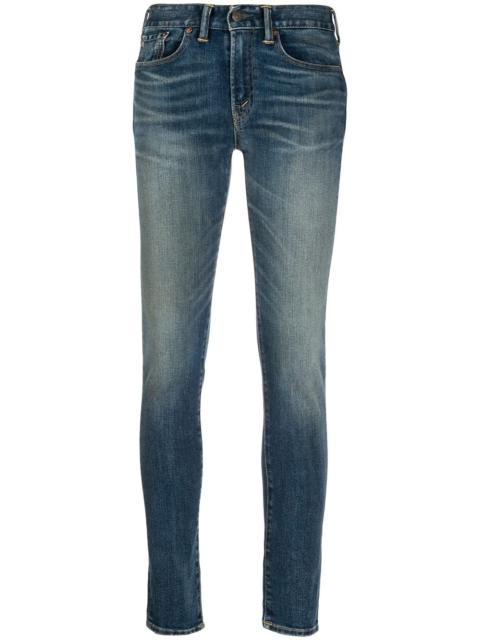 stonewashed mid-rise skinny jeans