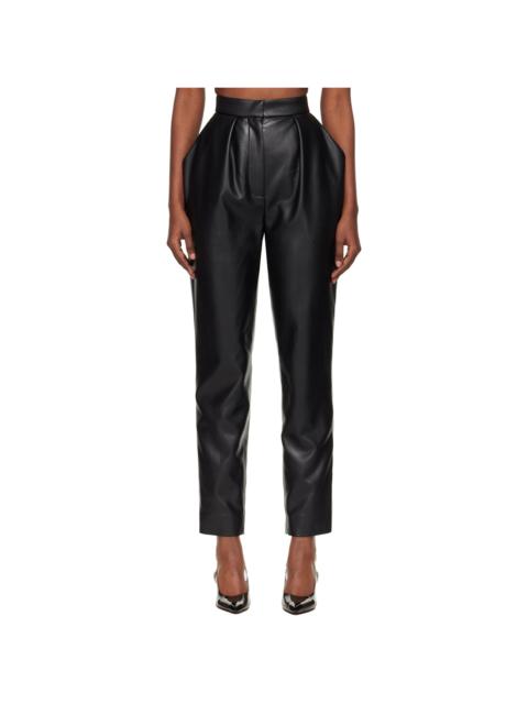 Black High-Waisted Faux-Leather Trousers