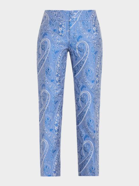 Paisley Jacquard Kickflare Ankle Pants