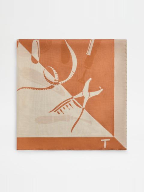 FOULARD IN COTTON AND SILK - ORANGE