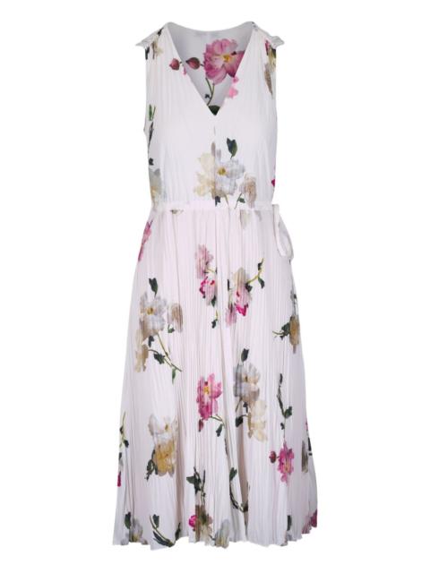 floral-print pleated dress