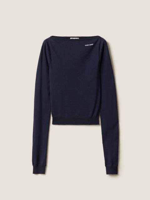 Wool boat-neck sweater