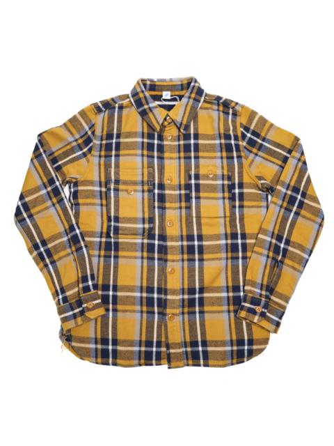 2222-CA Raised Surface Check Double Pocket Shirt Camel