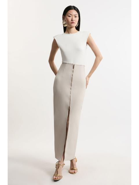 Tall Figure Form Bandage Knit High Waisted Zip Detail Maxi Skirt