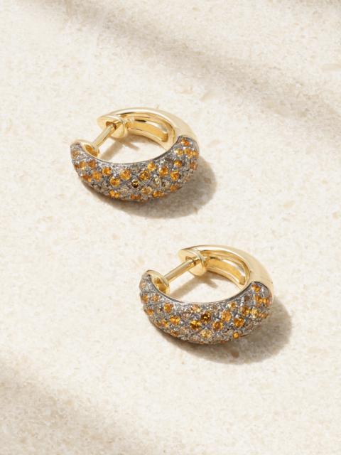 Python 9-karat Gold, Diamond And Citrine Hoop Earrings
