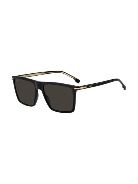 BLACK-ACETATE SUNGLASSES WITH GOLD-TONE TRIMS