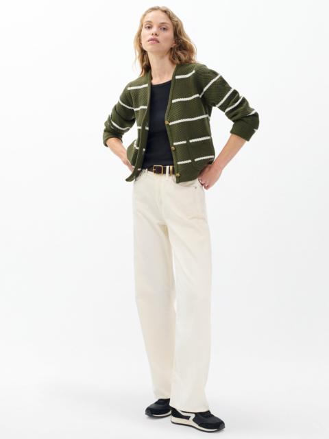 Peggy Striped Wool V-Neck Cardigan