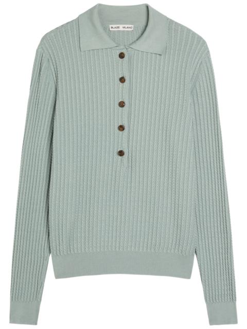 Blaze Milano Alegria Cable-knit Silk-blend Polo top