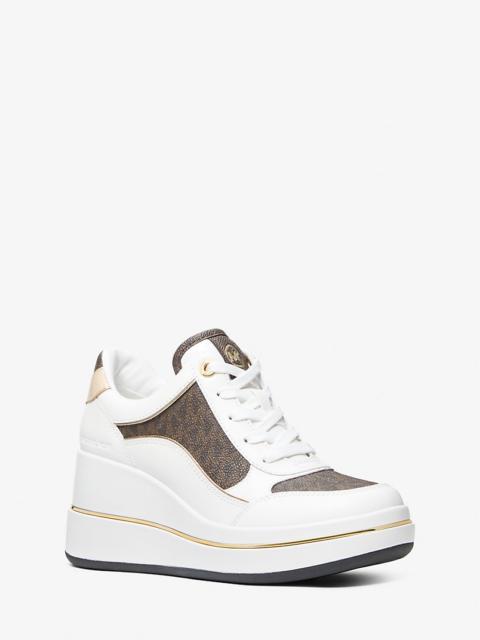 Emmy Signature Logo and Leather Wedge Trainer